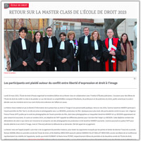 Vignette illsutrant le retour sur la mester class 2023 de l'école de droit Vignette illsutrant le retour sur la mester class 2023 de l'école de droit