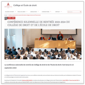 Vignette de la rentrée solennelle 2023-2024 du Collège et de l'École de droit Vignette de la rentrée solennelle 2023-2024 du Collège et de l'École de droit