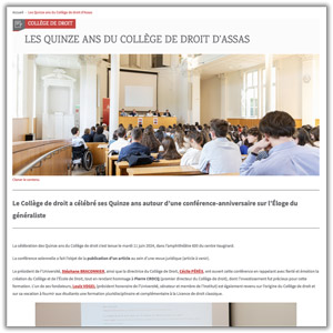 Vignette de l'article sur les 15 ans du Collège de droit