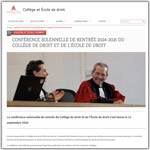 Vignette de la Conférence solennelle de rentrée 2024-2025 du Collège de droit et de l’École de droit