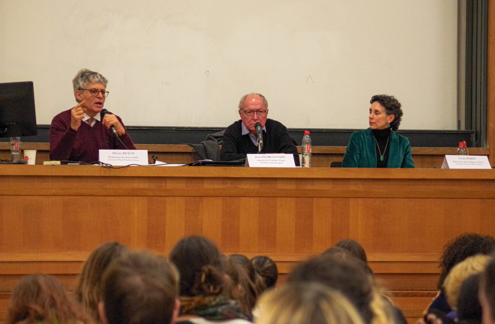 photo de la conférence sur l'affaire Tapie du Collège de droit