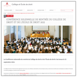 Vignette de la conférence solennelle 2022-2023 du Collège et de l'École de droit Vignette de la conférence solennelle 2022-2023 du Collège et de l'École de droit