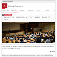 Visuel de l'article consacré à la première édition de la master class de l'École de droit