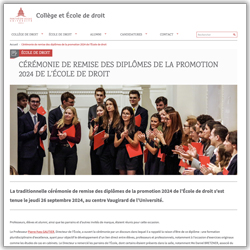 Vignette de l'article sur la remise de diplômes de la promotion 2024 de l'École de droit