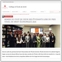 Vignette de la Remise du coup de cœur des étudiants lors du Prix Vogel de droit économique 2024