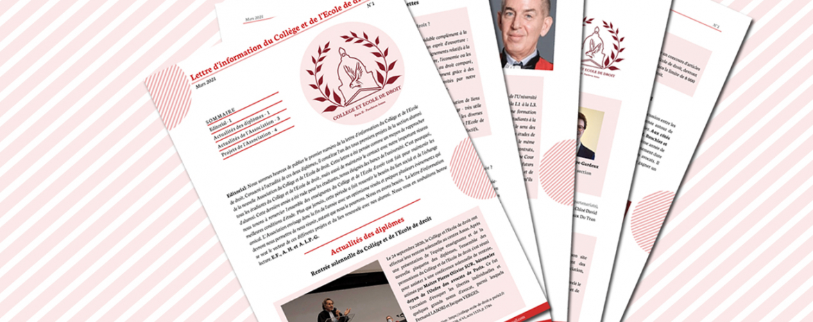 Visuel de la lettre d'information du collège de droit et d el'école de droit Visuel de la lettre d'information du collège de droit et d el'école de droit